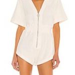 MISHA Esmeralda Terrycloth Playsuit Romper in Vanilla Size 4 Photo 1