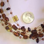 Vintage Bronze Brown & Amber Acrylic Beaded Multi Strand Necklace Photo 2