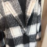 Karen Kane  Plaid Fringe Jacket Black‎ White Front Button Notch Collar Winter S Photo 6
