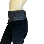 Alice + Olivia BLACK CORDUROY CROPPED FLARE LEG PANTS WITH LEATHER TRIM (6) Photo 8