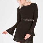 Parker NEW SONOMA BLACK LONG BELL SLEEVE LASER CUT ROUND NECK DRESS M Photo 0