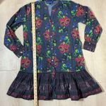 Floral Print Dress Long Sleeve Mini Dress Colorful Bohemian Dress Black Photo 4