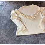 Frame  Ruffle-Yoke Ribbed Creme Sweater ( M‎ ) Photo 3