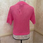 Sincerely Jules open knit Pink Sweater shirt sleeves Polo cotton blend Sz XL Photo 3