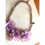 Statement Floral Necklace With Purple Acrylic Petals & Rhinestone Centers On Gol Photo 8