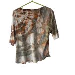 Faherty  Women's‎ Size Small Hemp Organic Cotton Tie Dye Earth Tones Top Photo 4