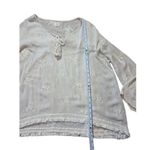 Surf Gypsy  Floral Embroidery Blush Fringe Crop Blouse Sz Small Photo 3