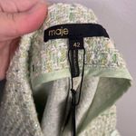 Maje NWT  Metallic bouclé-tweed mini skirt Light Green size 42/US 10 Photo 7