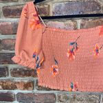 Urban Romantics  Burnt Orange Floral Smocked Blouse Women's Size Large Photo 1