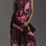Farm Rio NWT Tiered Graphic T-Shirt Midi in Pink Combo Brazil Dress L $188 Photo 5