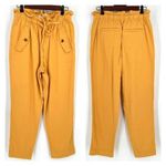 Loft Women's High Rise Straight Elastic Waist Crop Paperbag Pants Yellow Small Photo 1