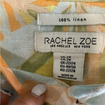 Rachel Zoe  Linen Tropical Floral Button Down Tunic Blouse Long‎ Sleeve Pastel 2X Photo 5