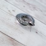 Vintage Stud Earrings Grey/Dark Silver Tone Large Dangle Statement Gray Photo 6