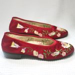 Xingqiu Red Chinese Embroidered Floral Shoes Ballet Flats Slippers 36 Size 6 Photo 4