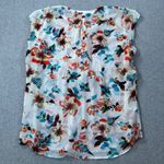 Daniel Rainn Sheer Pleated Blouse Women's XXL White Floral Short Cap Sleeve Photo 8