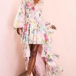 ASOS LUXE organza ruffle high low maxi dress in floral print Photo 0