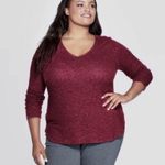 A New Day NWOT Marled Soft Burgundy Maroon Wine Loose Top Photo 1