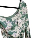 Lush Clothing Lush Satin One Sleeve Maxi Dress - Green Floral Photo 2