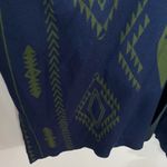 Hannah navy and moss green aztec knit poncho Blue Photo 6