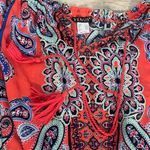 Venus  large paisley printed tassel off shoulder romper peach coral blue Photo 3