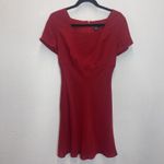 Vintage 100% Silk Size 6 Red Midi Dress Solid Cherry Red Christmas Minimalist Photo 1