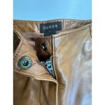 Guess  Genuine‎ Leather Pants Women's Size 2 Brown Flare Leg Design raw hem Photo 5