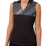 Lady Hagen  Empower Collection Stripe Yoke Sleeveless‎ Golf Polo Sz M Photo 0