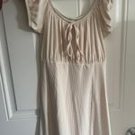 Francesca's Cream Ribbed Mini Dress With Bow Photo 1
