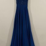 La Femme 28664 Blue Embroidered Bodice Gown FLAW Photo 2