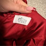 Oh Polly  Precious Jewel Ruched Puff Sleeve Satin Mini Dress Red Party- Size 6 Photo 7