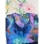 BKE  Lace Overlay Tie Dye Short Sleeve Top Women M Blue Purple Orange Black Photo 5