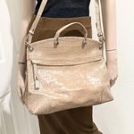 Furla Piper Cartella Sabbia /Beige Croc Embossed Leather Tote Satchel Crossbody Photo 6