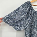Zenobia Blue All Over Smocked Floral Print Top size 2X NWT Short Puff Sleeves Photo 6