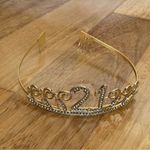 Amazon Gold 21st Birthday Tiara with Crystal Embellishments Super Glitzy & Sparkly NWOT Photo 1
