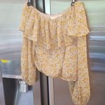 ASTR 💕 THE LABEL💕 Ruffle One Shoulder Top ~ Yellow Floral Print Small S NWT Photo 4
