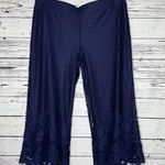 Isaac Mizrahi Live! Size XLP Navy Blue Lace Overlay Wide Leg Pull-On Pants Photo 0