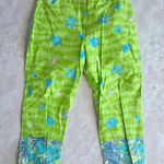 Lilly Pulitzer  Vintage Green Floral Print 100% Cotton Crop Pants Size 12 Photo 0