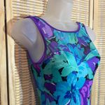 Sun Streak Vintage 1970s Blue Floral One Piece Bathing Suit Swimsuit Size 6 Photo 4