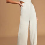 Lulus NWT Women's White Sleeveless Wide-Leg Cutout Jumpsuit Size S Cocktail Photo 0