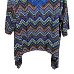 Calessa Tunic Top Womens 2X Multicolor Chevron Print Accordion Stretch Blouse Photo 3