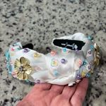 Brianna Cannon Satin/Silk Headband with Hand Sewn Beads Flowers Feminine New White Photo 2