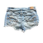 American Eagle Women’s High Rise Shortie Denim Distressed Shorts Blue Size 6 Photo 4