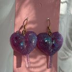 Betsey Johnson π Purple Glitter Heart Earrings Photo 1