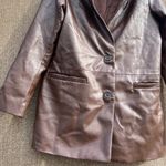 Abercrombie & Fitch  Brown Vegan Leather Blazer Jacket Women’s Sz M Photo 2