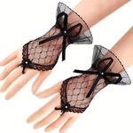 Gothic Delicate Black Lace Bow Gloves Cherubim Gentle Emo Arm Coverings, punk made Sleeves Photo 0