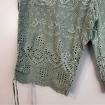 Sundance NWT  Sage Green Eyelet Lace Bermuda Boho Shorts Tie Scallop Hem Size 10 Photo 7