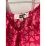 Madden NYC Heart‎ Print Tie Front Crop Top Long Sleeve Blouse Size L Pink Size L Photo 1