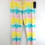 Free Press Sleepwear Womens Jogger Pants Soft Knit Tie Dye Pink Yellow Blue XS Photo 0