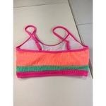Pink Lily  Neon Orange Pink Green Textured Crop Top Swimsuit Bikini‎ Top Large Photo 1