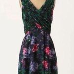 Anna Sui Blurred Hydrangea Dress Watercolor Floral Size 2 Sleeveless Mini Black Photo 0